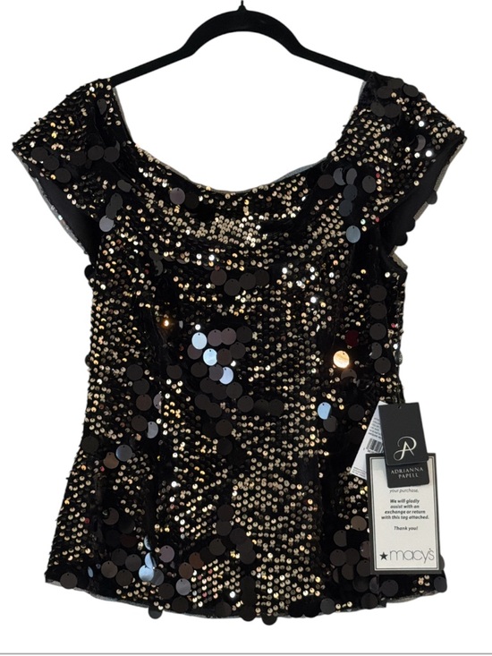 Adrianna Papell Tops - Adrianna Papell Blouse Embellished With Beads & Sequins Over Velvet Size 6 NWT